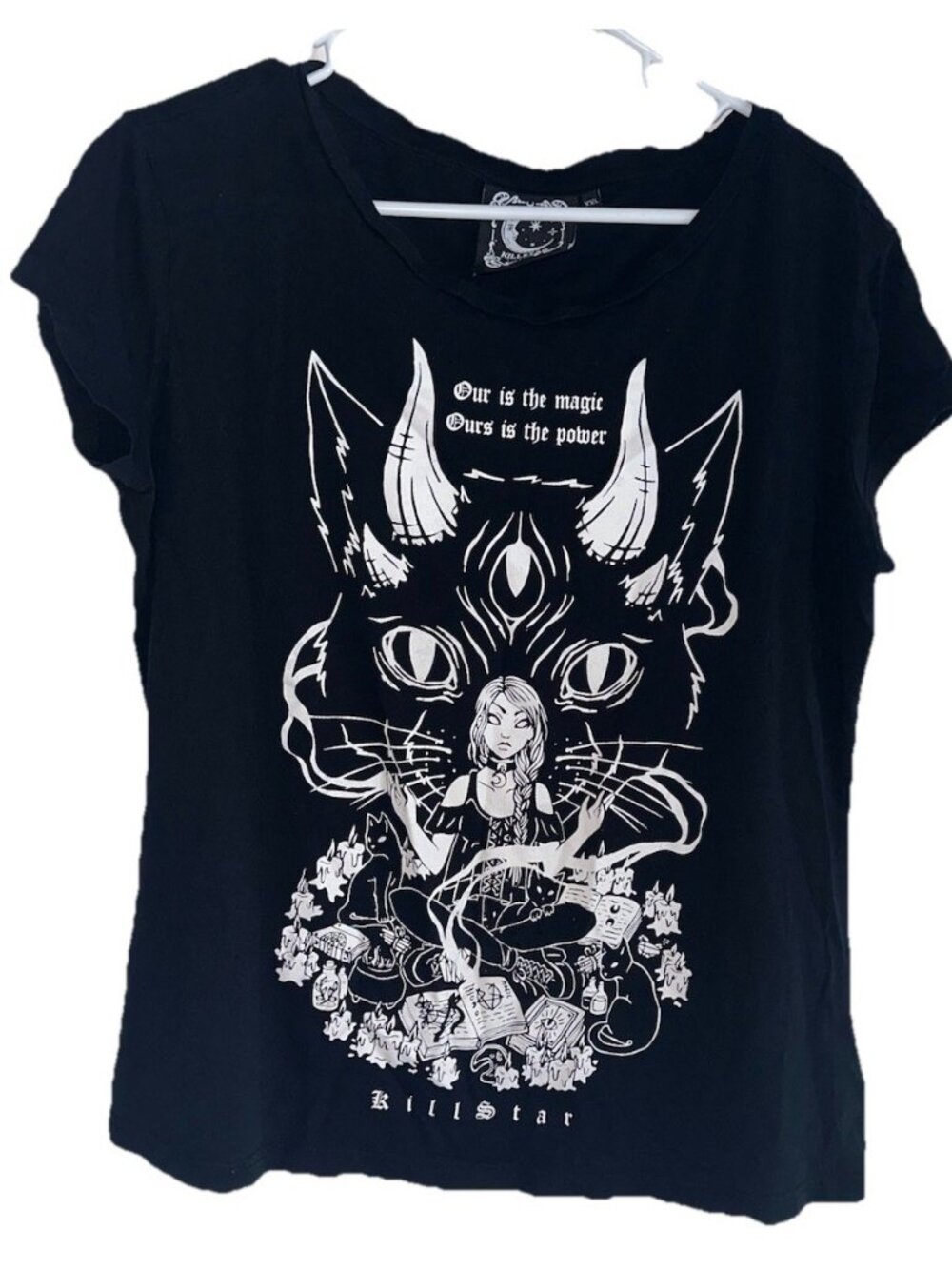 Killstar XXL Black Graphic Tee Witchcore Goth Wiccan Occult Cat Lord Shirt